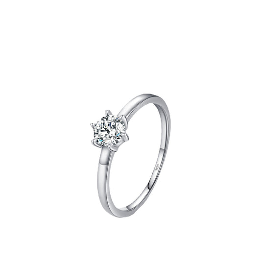 Elegant Sterling Silver Zircon Ring for Women - Size 5-9