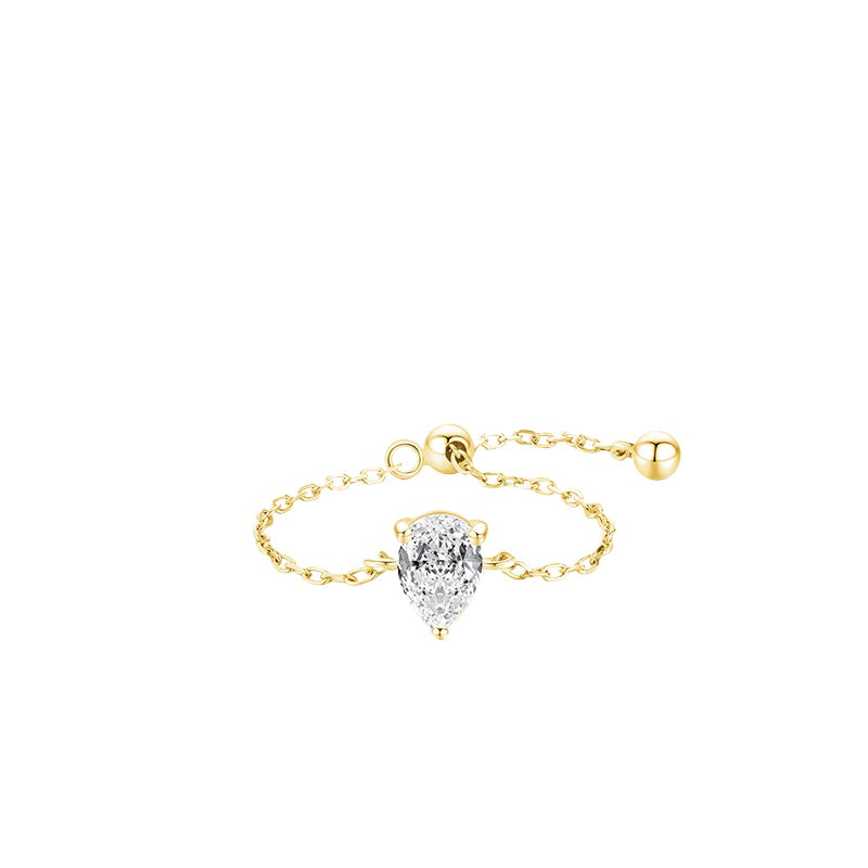925 Sterling Silver Chain Zircon Ring