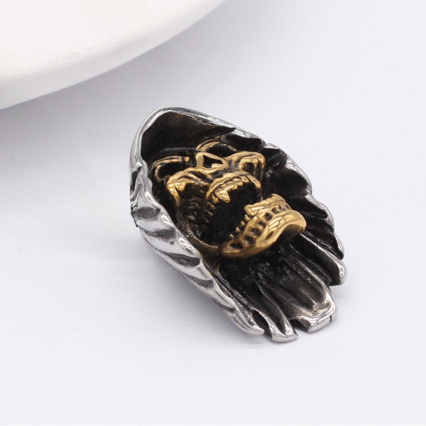 Halloween Wizard Skull Head Titanium Steel Pendant for Men