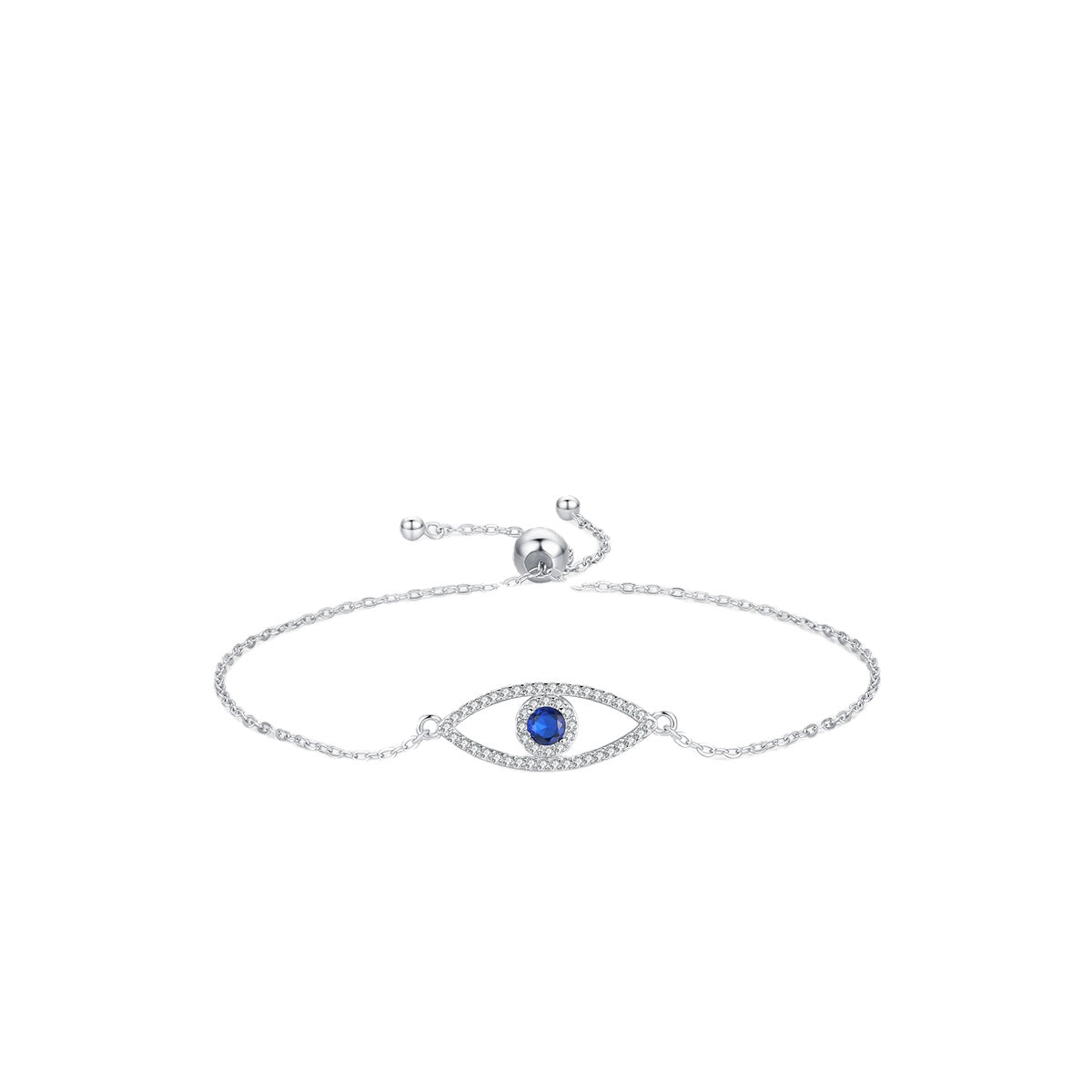 Sterling Silver Blue Eye Bracelet with Zircon Gems