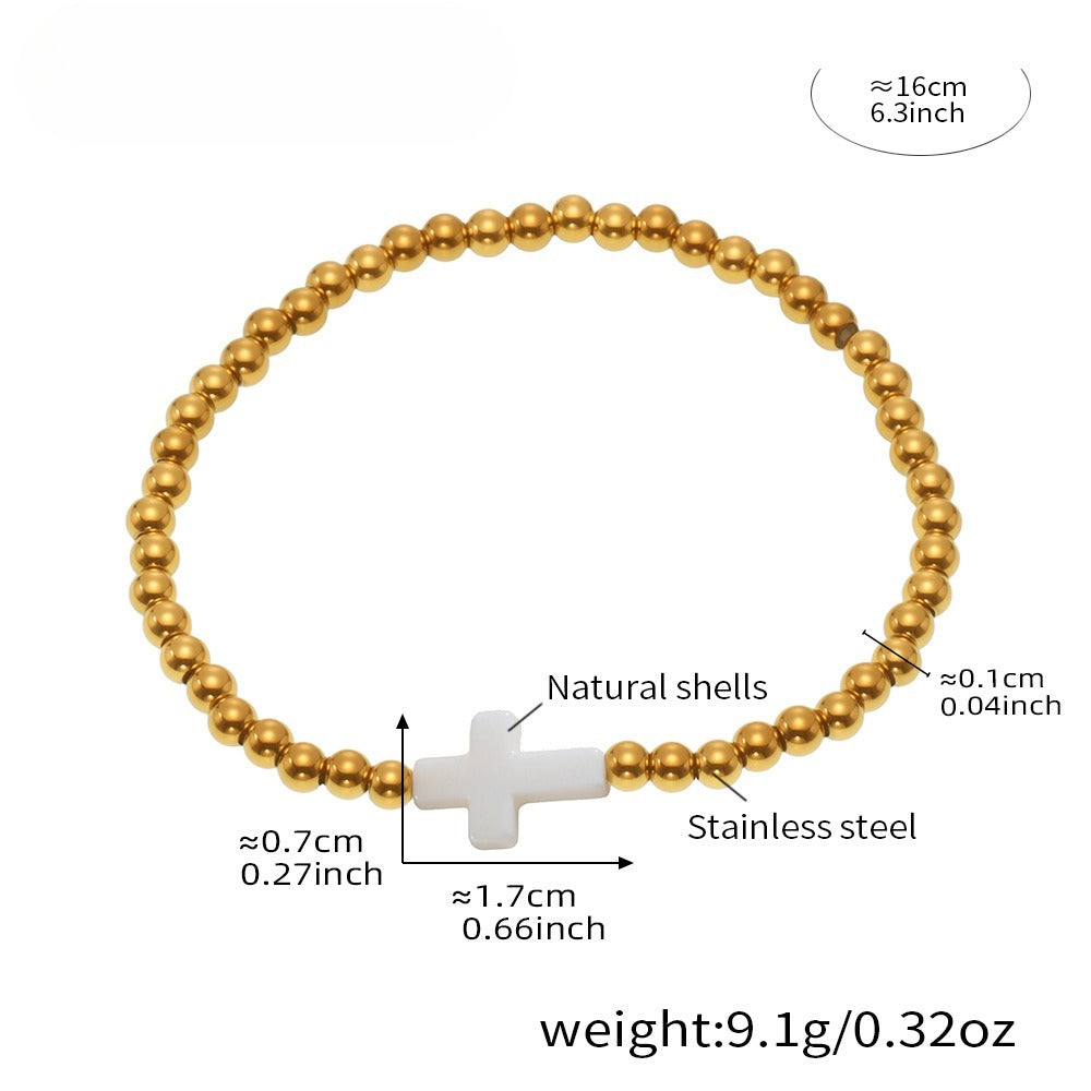 Planderful Beaded Cross Bracelet Women Luxe Waterproof