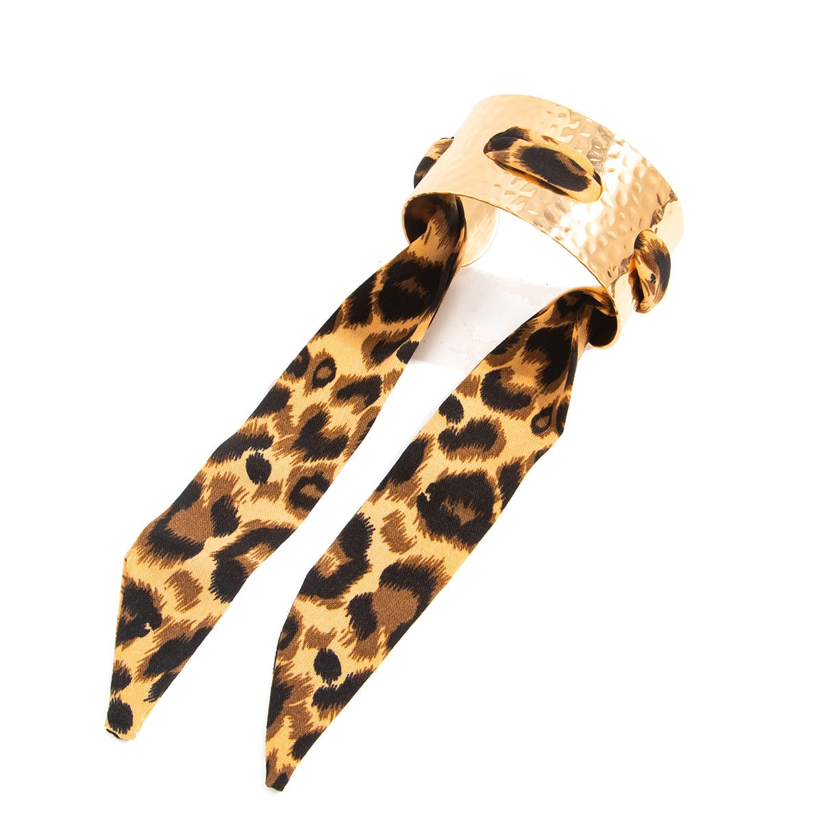 Planderful Collection Vienna Verve Bracelet For Women Hammer Pattern Wide Surface Opening Leopard Print Silk Scarf
