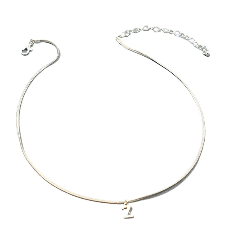 French Elegant 26-Letter Pendant Necklace with Minimalist Design for Women's Chic and Delicate Weave Chain, Choker, Neckpiece