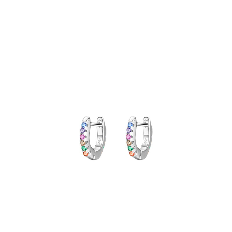 S925 Silver Sweet and Cute Girl Earrings with Colored Zircon