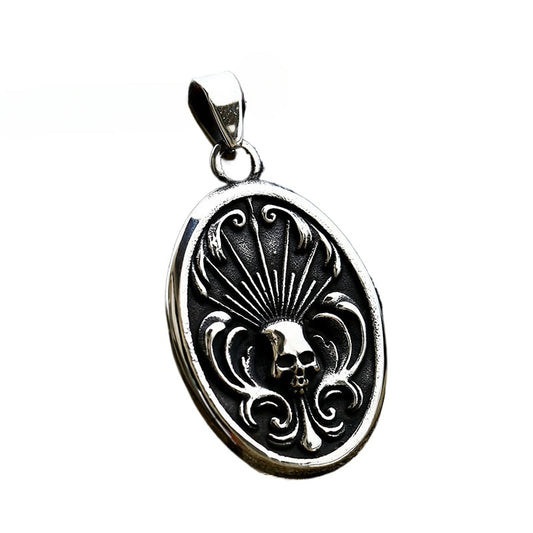 Retro Stainless Steel Skull Pendant for Men - European and American Inspired Titanium Jewelry