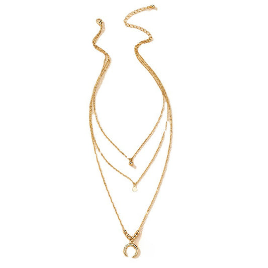 European Charm Three-Layer Metal Pendant Necklace - Vienna Verve Collection
