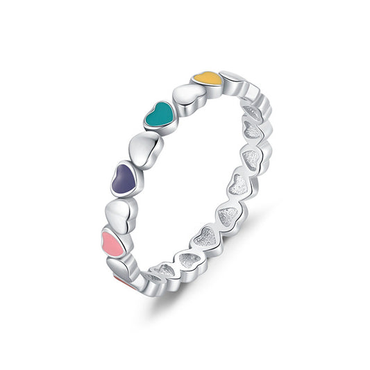 Sweet and Cute South Korea Dongdaemun S925 Sterling Silver Heart Ring for Women