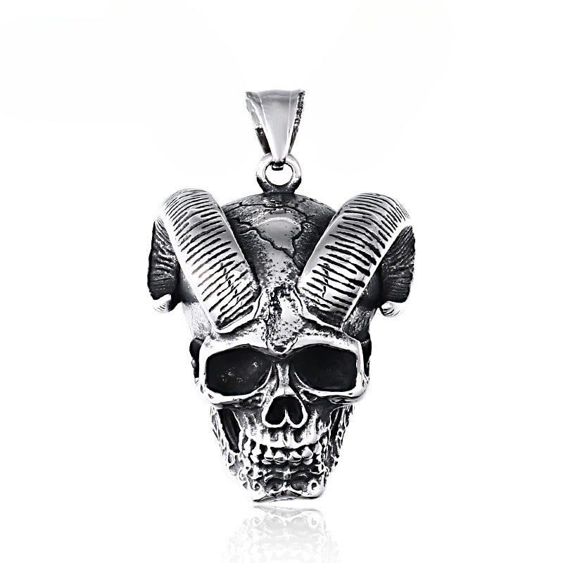 Stylish Titanium Steel Ram Skull Pendant for Men - Punk European and American Jewelry