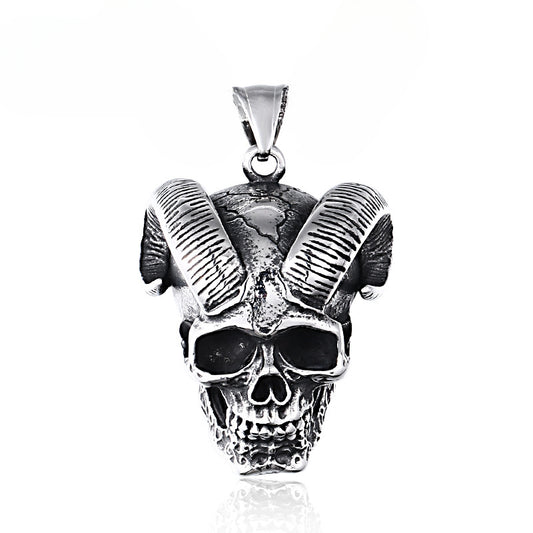 Stylish Titanium Steel Ram Skull Pendant for Men - Punk European and American Jewelry