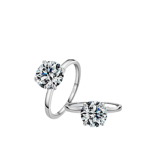Luxurious Sterling Silver Zircon Ring for Women