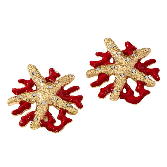Planderful Vienna Verve Earrings – Fashionable Metal Gold Starfish Design