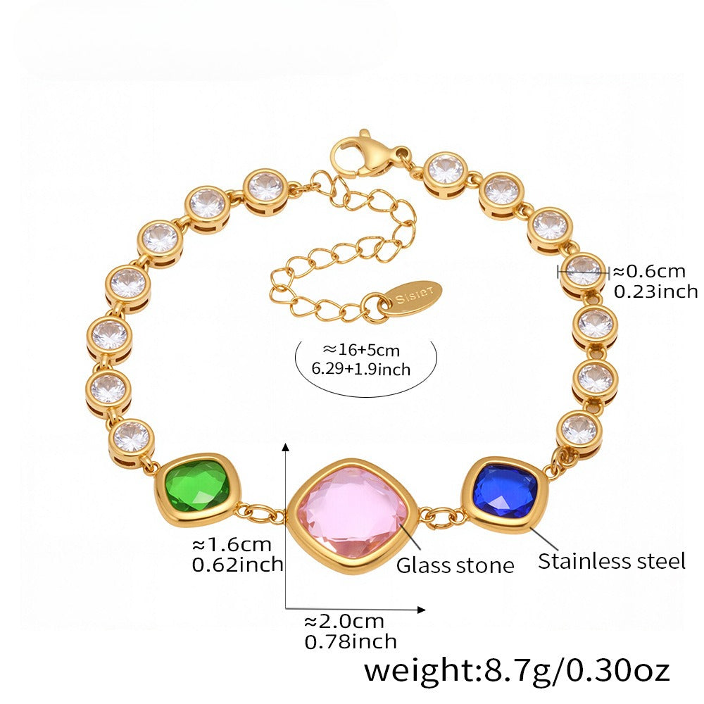 Planderful Stainless Czech Glass Stone Bracelet For Women
