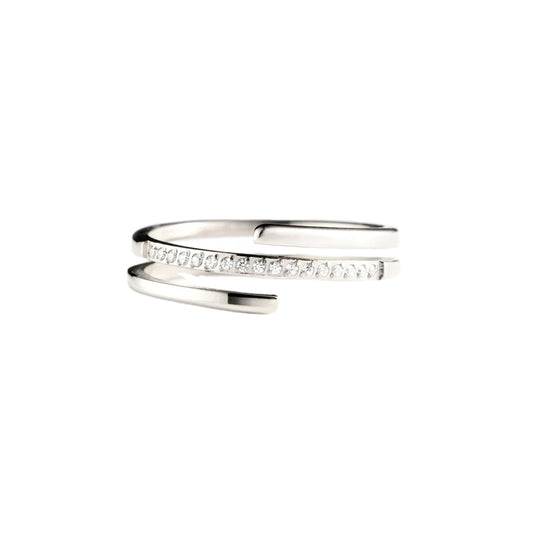 Spring Shape Design Zircon Opening Sterling Silver Ring