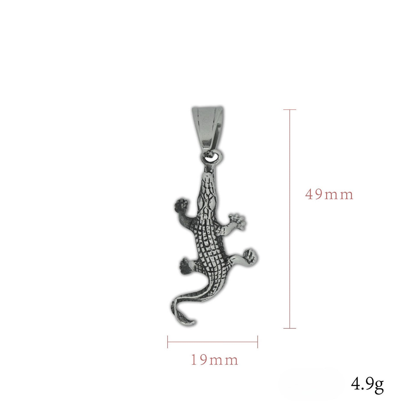 Steel Necklace Statement Punk Crocodile Pendant