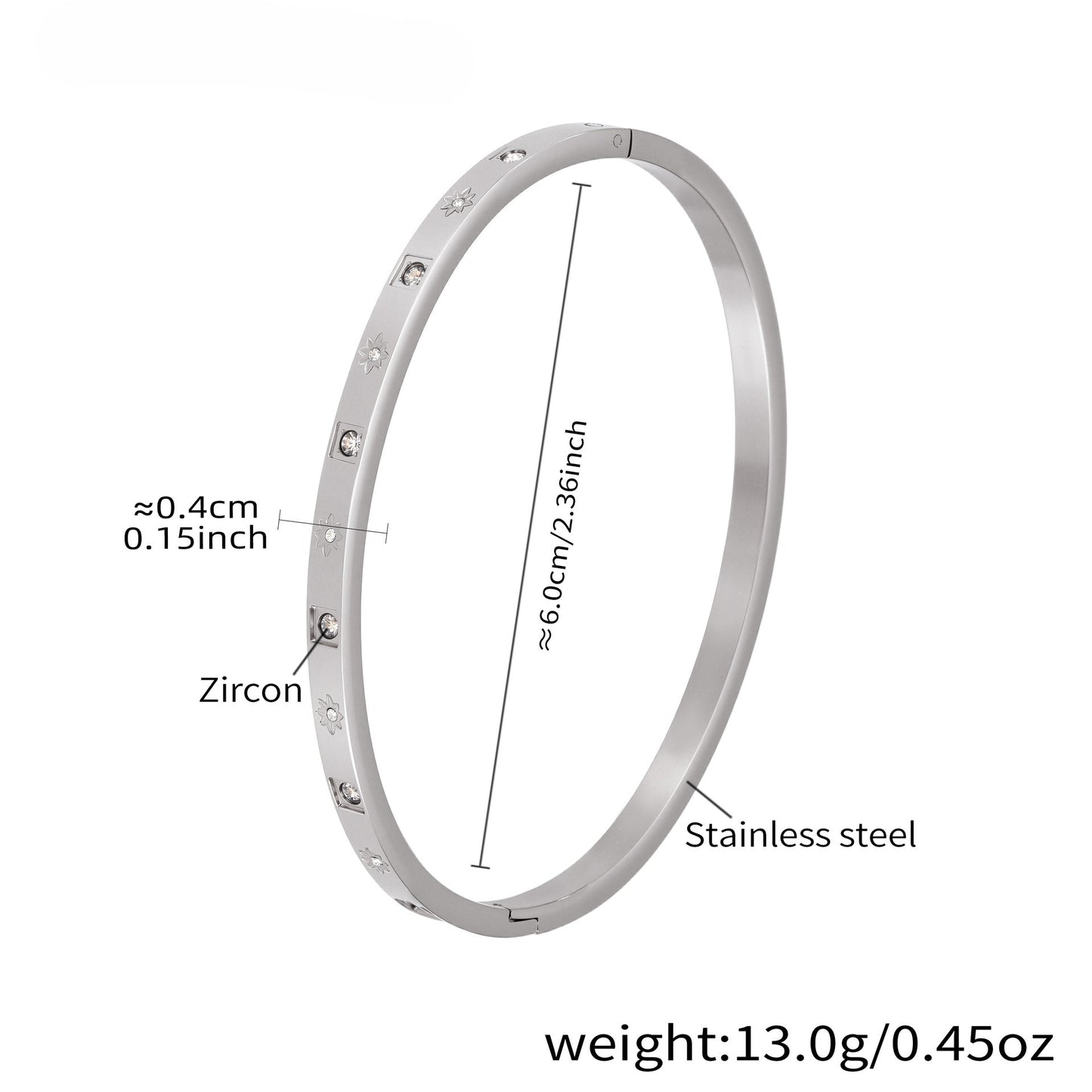 Planderful Women Stainless Steel Geometric Zircon Bracelet