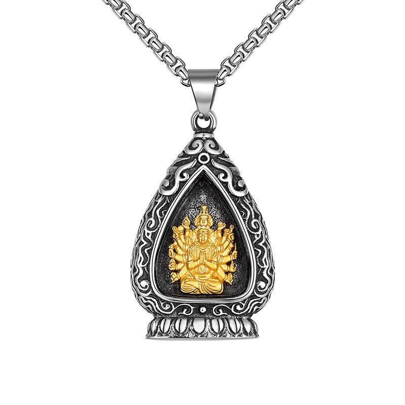 Steel Necklace - Elegant Buddhist Pendant Gift For Boyfriend