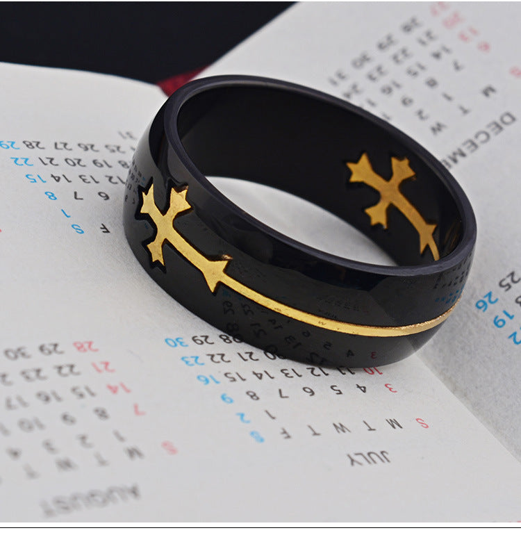 Removable Stainless Steel Two-Color Cross Ring – Stainless Steel