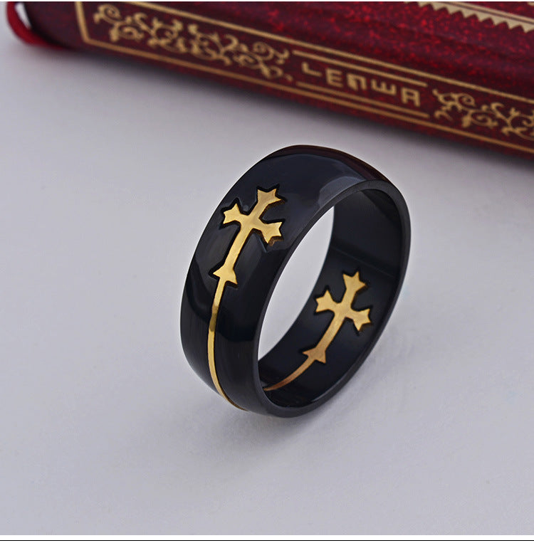 Removable Stainless Steel Two-Color Cross Ring – Stainless Steel