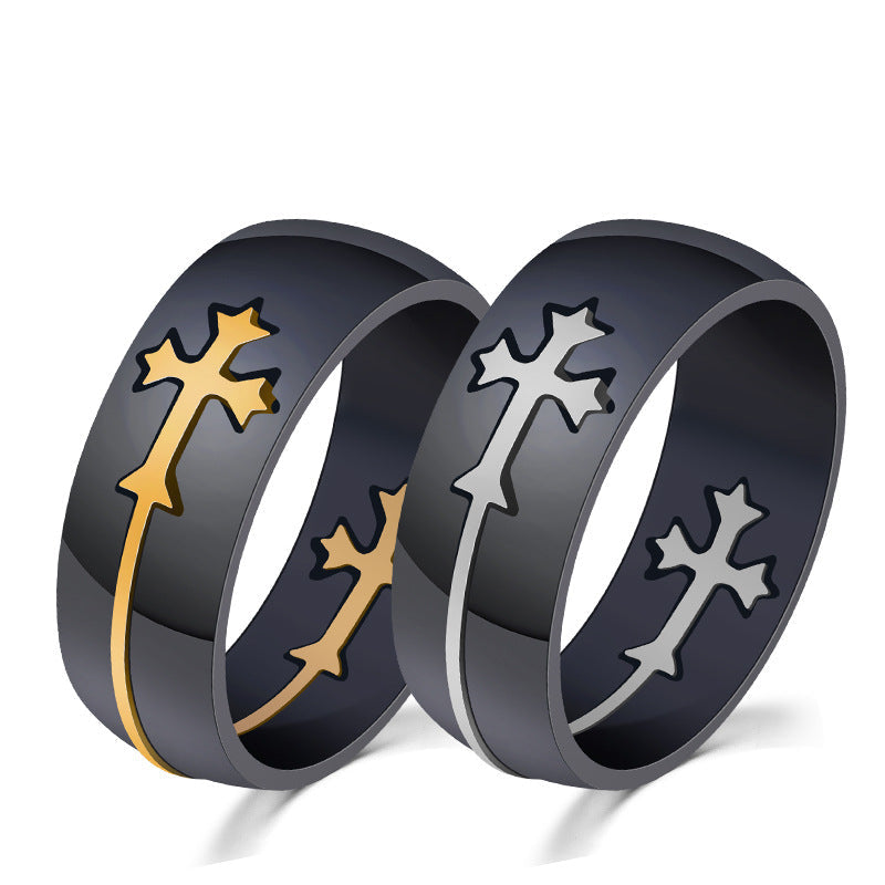 Removable Stainless Steel Two-Color Cross Ring – Stainless Steel