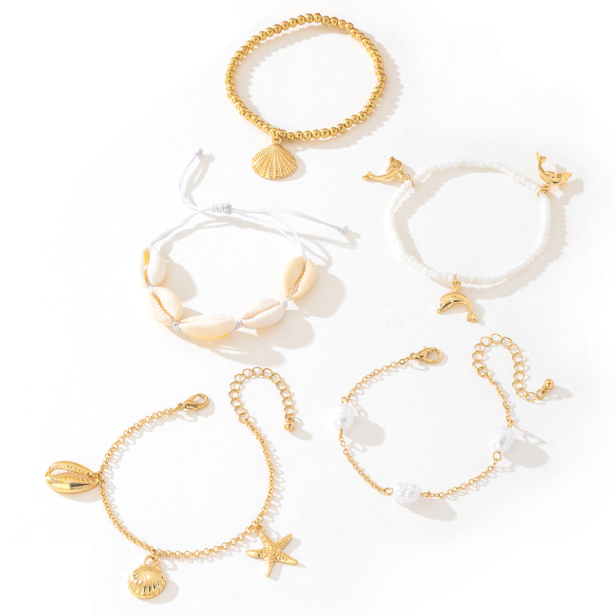 Planderful Vienna Verve Bracelet Set – Stylish 5-Piece Shell Design