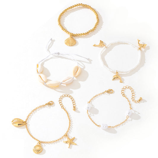 Planderful Vienna Verve Bracelet Set – Stylish 5-Piece Shell Design
