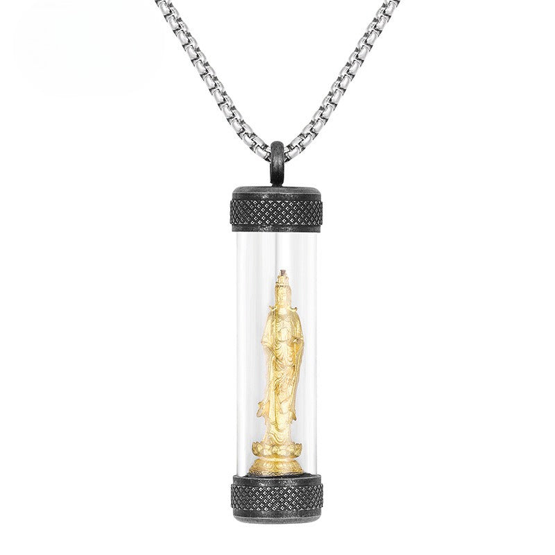 Steel Necklace – Elegant Chinese Mantra Pendant