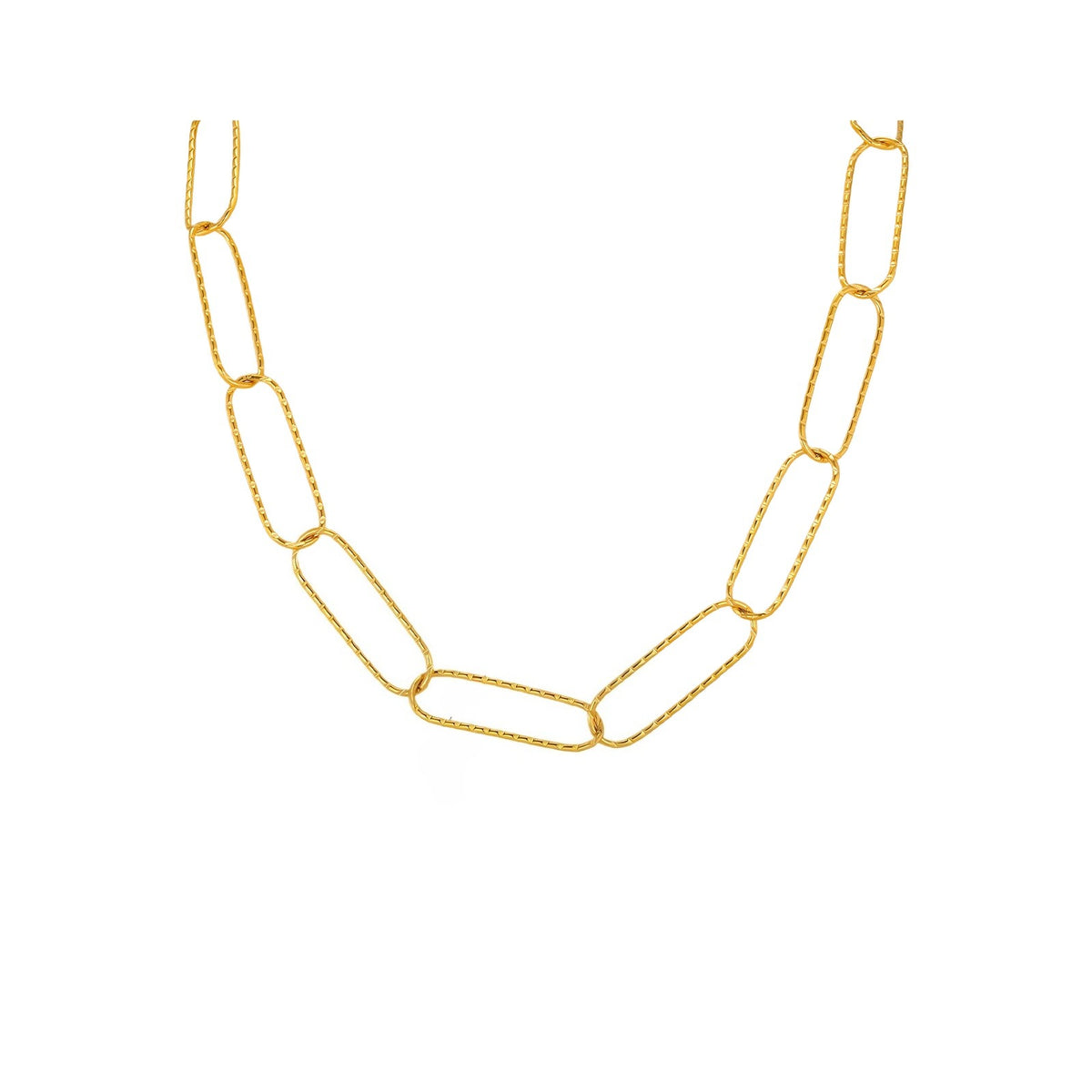 Stainless Steel Embossed Flat Rectangular Chain Necklace Bracelet Gold – A Must