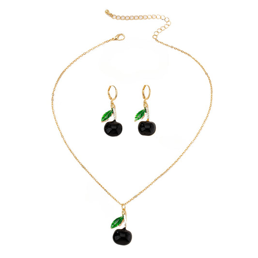 Luxury Rhinestone Cherry Jewelry Set for Girlfriends