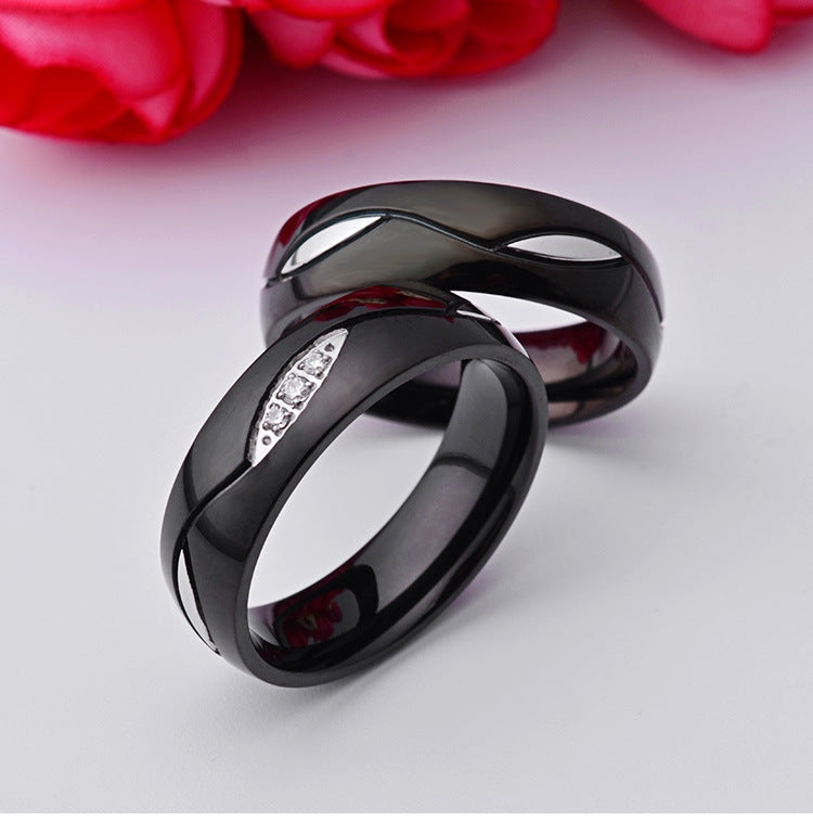 Stainless Steel Black Couple Ring – – Micro