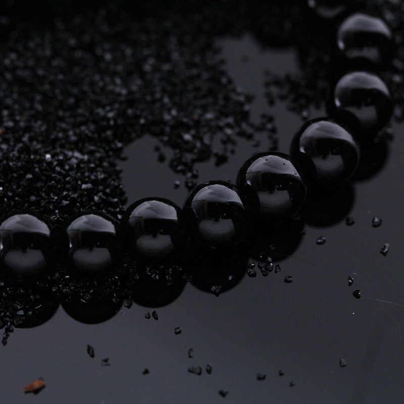 Handcrafted Men's 10mm Round Black Bead Bracelet from Planderful's Everyday Genie Collection