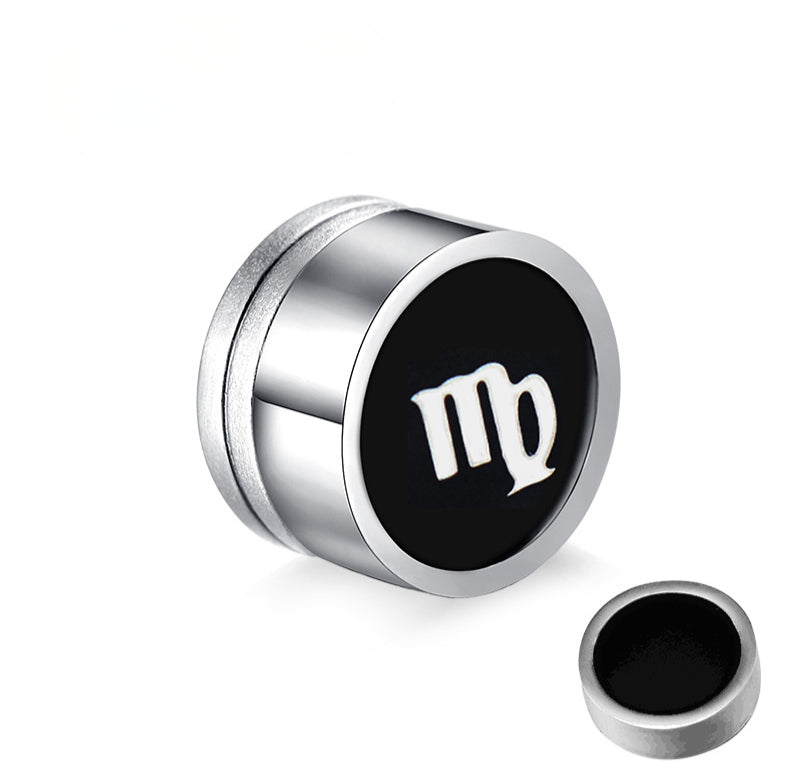 Titanium Steel Twelve Constellation Earrings for Men