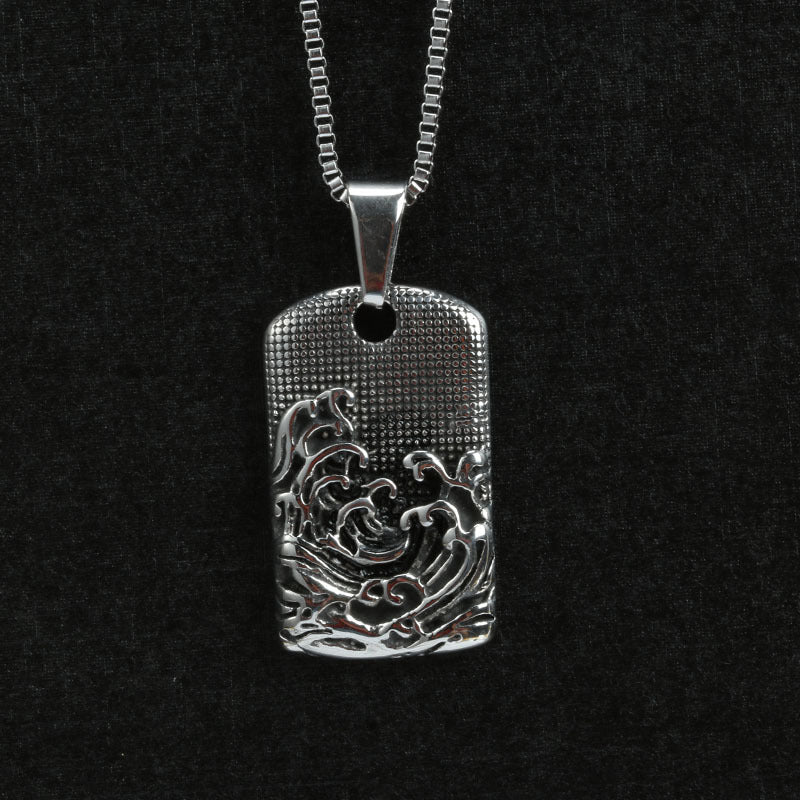 Trendy Retro Wave Totem Titanium Steel Pendant for Men - Punk Style Jewelry