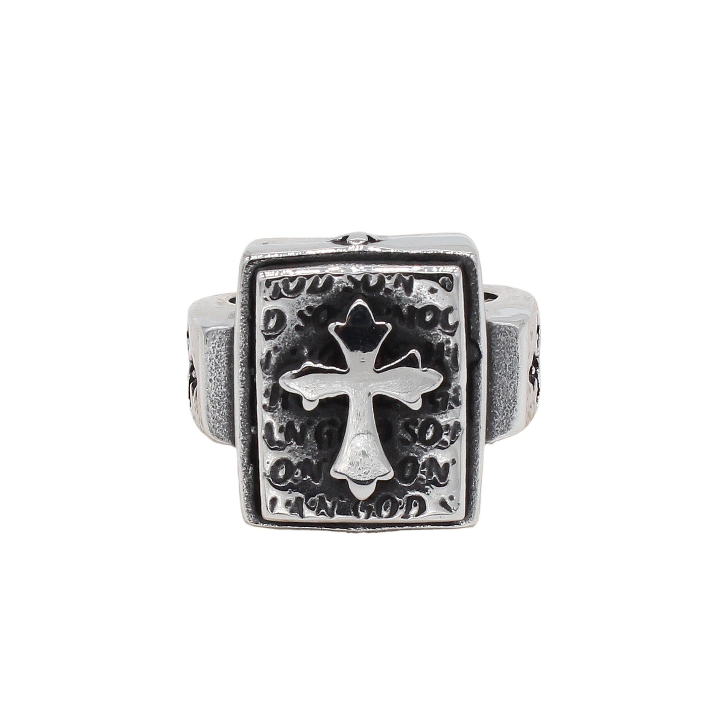 Planderful Personalized Cross Ring Titanium Steel Jewelry Unisex Retro European American Style For Men Women