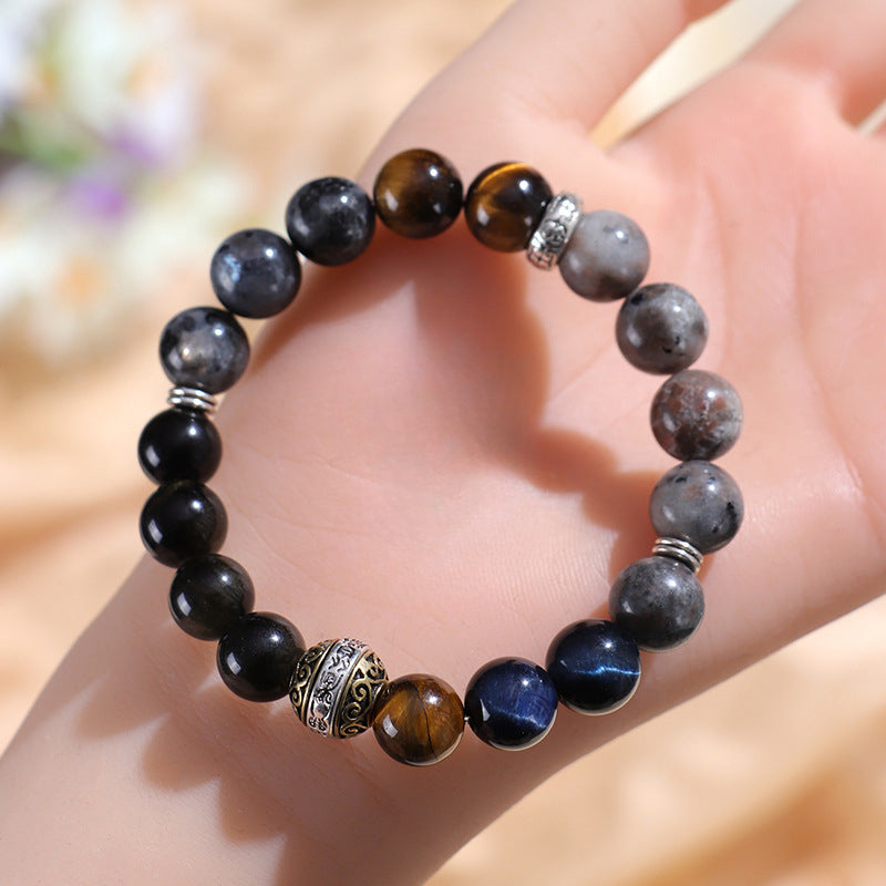 Planderful Fortune's Favor Obsidian Bracelet – Unique Couple Design with Blue Tiger Eye