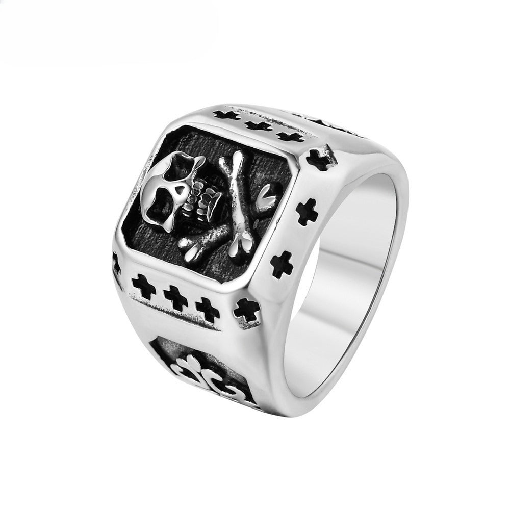 Skull Cross Titanium Steel Ring