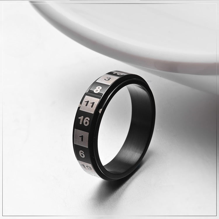 Planderful Rotatable Arabic Numerals Stainless Steel Ring For Men Unisex Protection Statement Trendy Jewelry