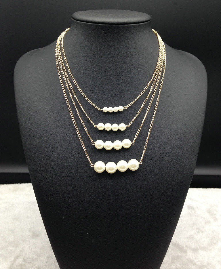 Multi-layer Pearl Necklace: Planderful Collection Savanna Rhythms - Elegant Women's Jewelry Piece