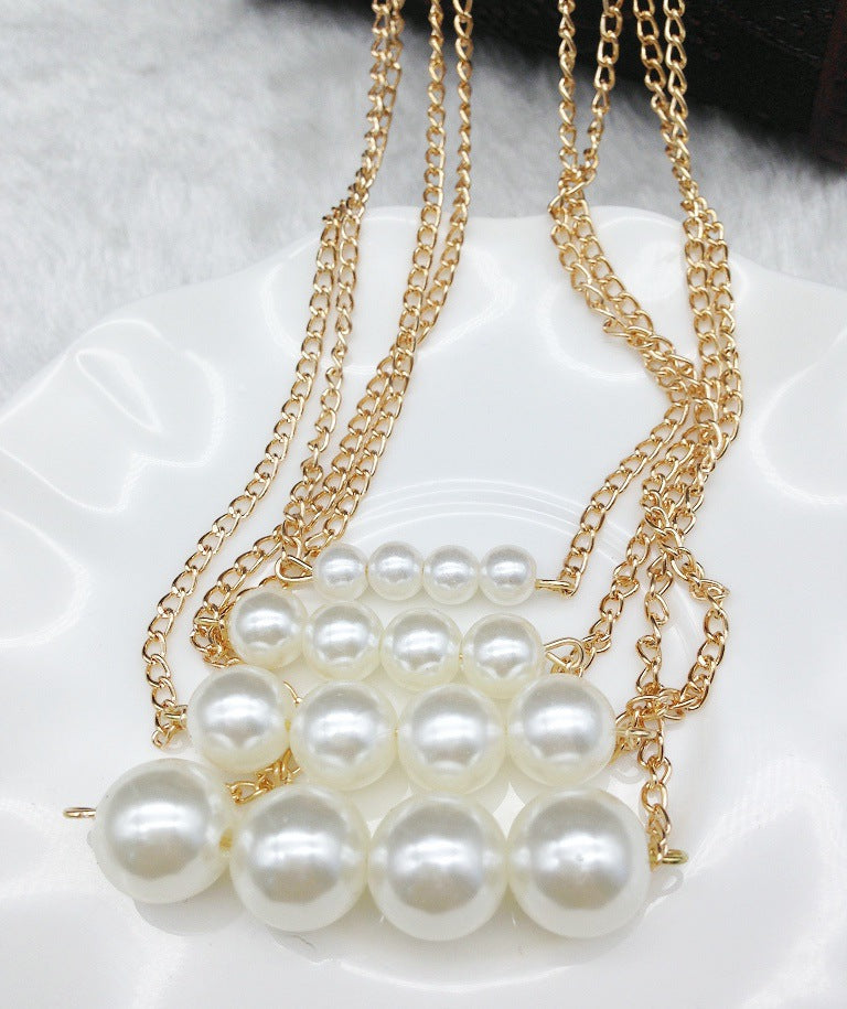 Multi-layer Pearl Necklace: Planderful Collection Savanna Rhythms - Elegant Women's Jewelry Piece