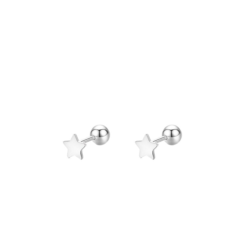 925 Sterling Silver Heart Star Stud Earrings