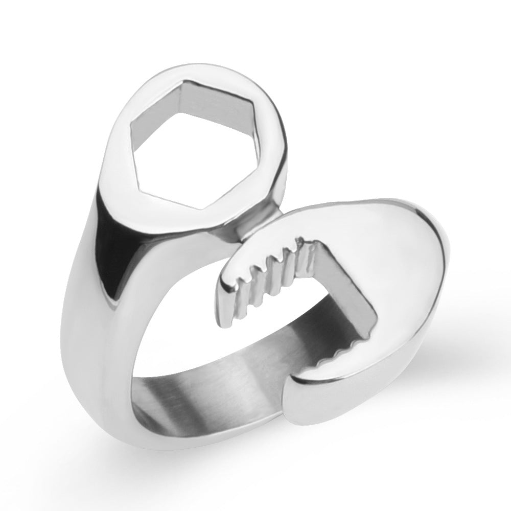 Personalized Titanium Steel Wrench Ring for Men - European and American Fashion Jewelry