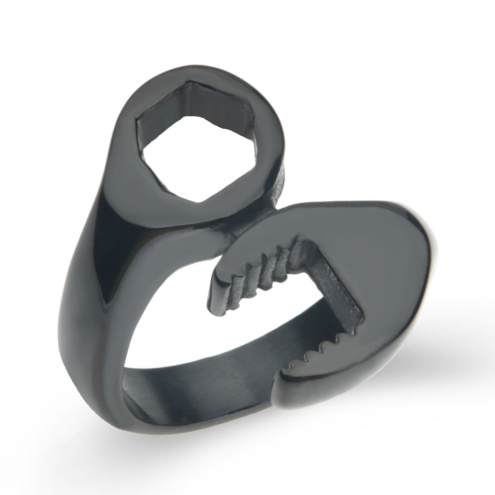 Personalized Titanium Steel Wrench Ring for Men - European and American Fashion Jewelry