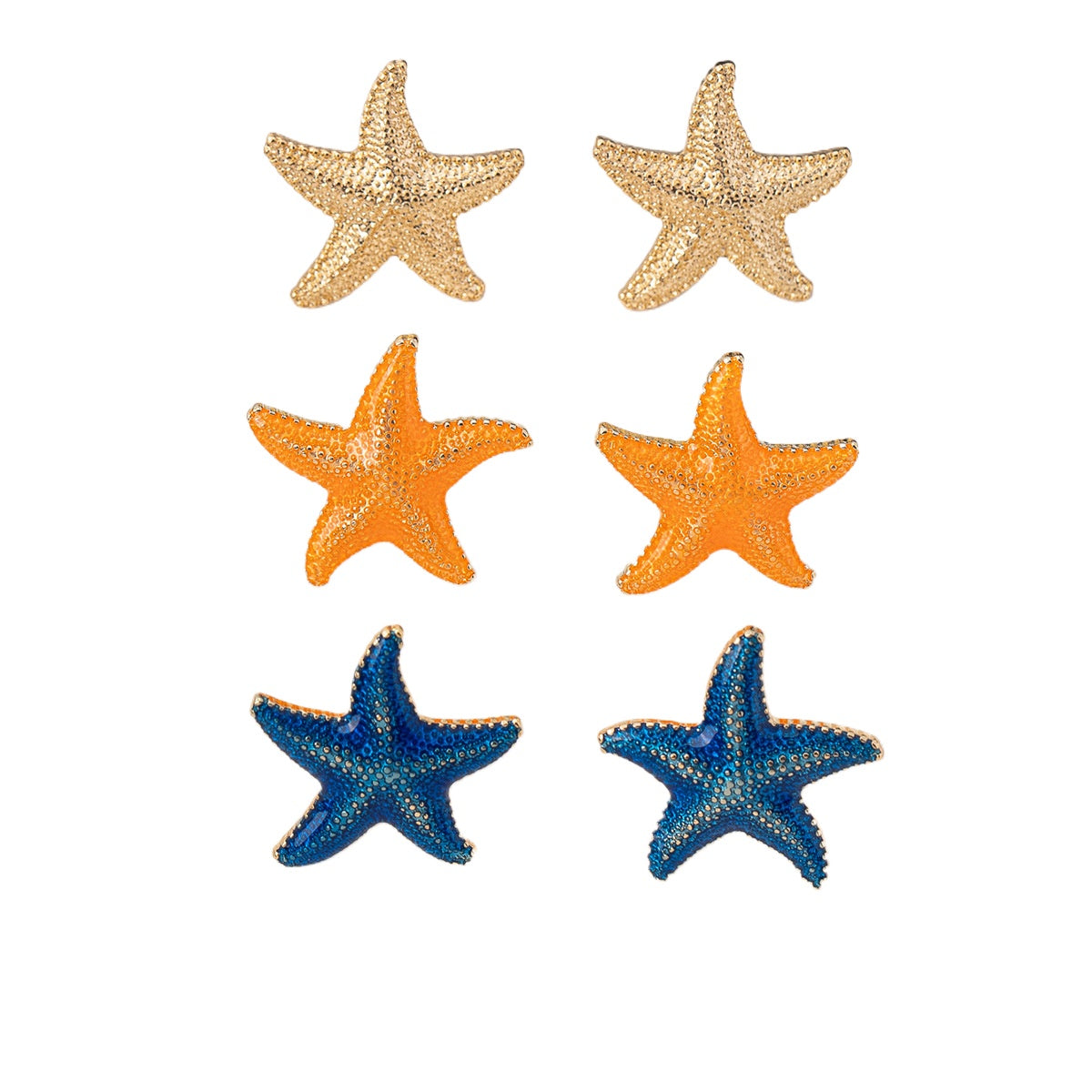 Planderful Vienna Verve Starfish Stud Earrings Set – Vibrant Dopamine Color Design