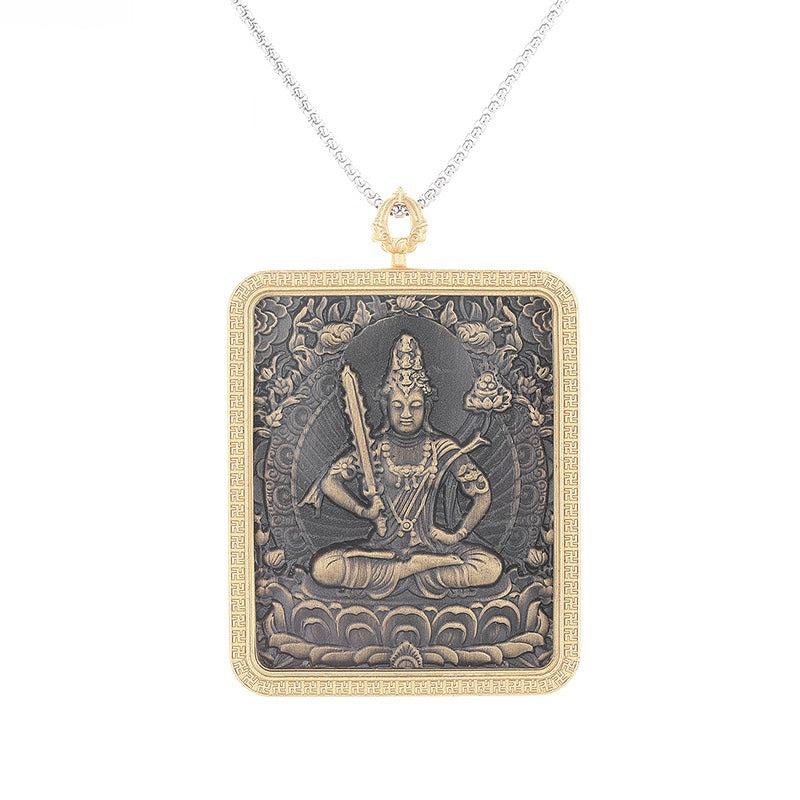 Steel Necklace – Statement Tibetan Thangka Buddha Pendants