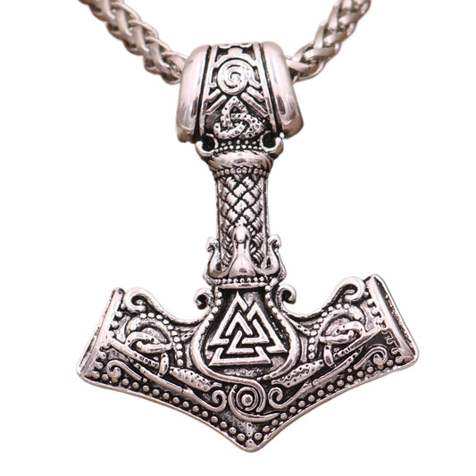 Viking Odin Thunder God Hammer Pendant Necklace - Premium Norse Legacy Collection