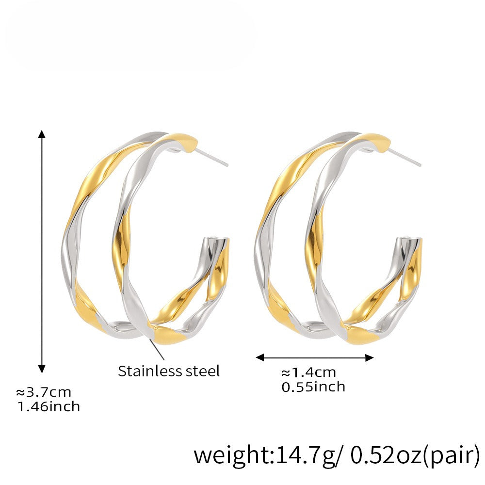 Planderful Women Twisted Ring Earrings Stainless Jewelry
