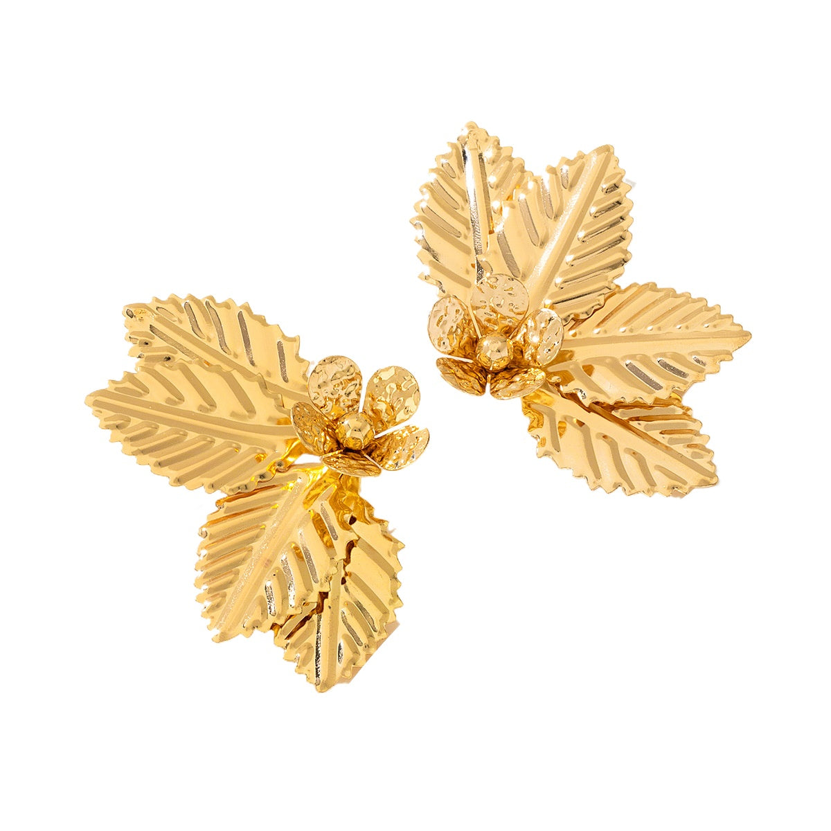 Planderful Vienna Verve Earrings – Exaggerated Metal Leaf Design