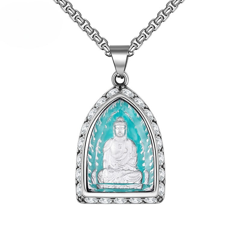 Steel Necklace – Statement Zodiac Buddha Pendant