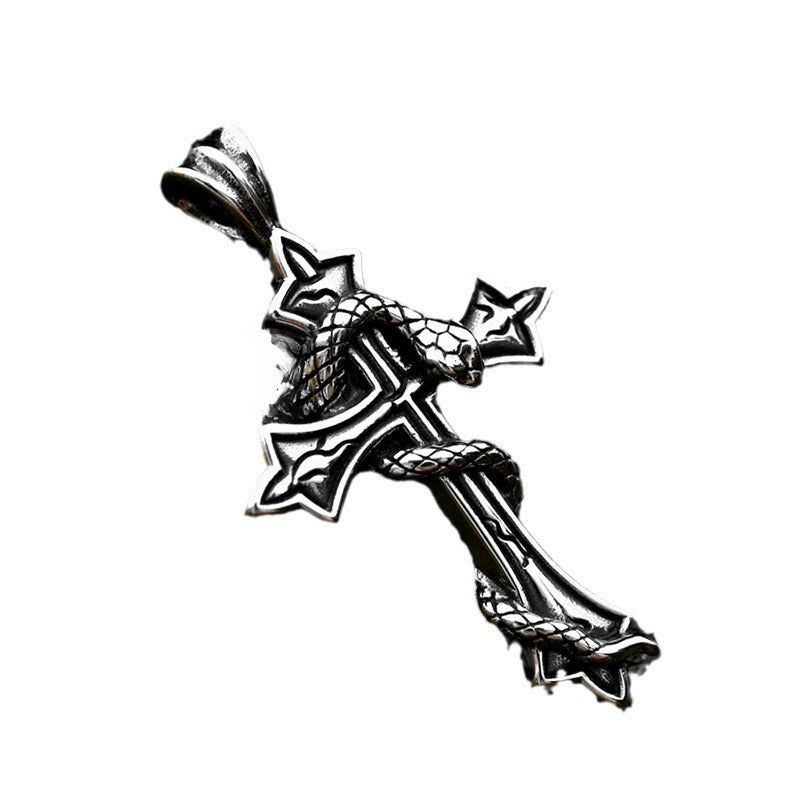 Gothic Titanium Steel Double Skeleton Pendant with Retro Punk Hip Hop Style for Men