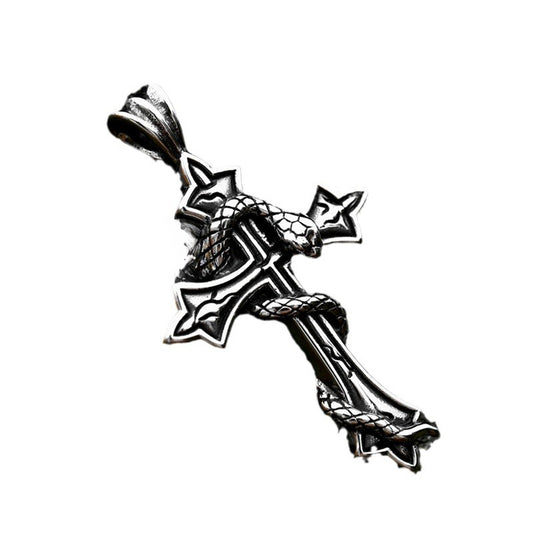Gothic Titanium Steel Double Skeleton Pendant with Retro Punk Hip Hop Style for Men