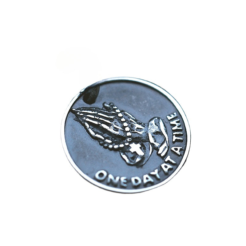 Men's Vintage Titanium Steel Pendant - Retro Prayer Hand Accessory Wholesale
